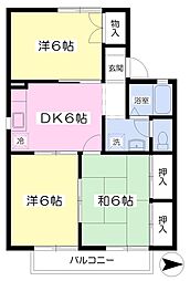 サンボナールアラチ弐番館 3DKの間取図画像