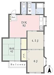 ヴィラオレンジ 3DKの間取図画像