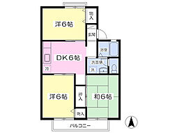 メゾン・ド・マリカB 3DKの間取図画像