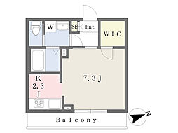 マノワール 1Kの間取図画像