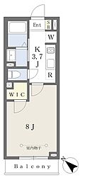 シェリール 1Kの間取図画像