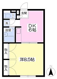 レオパレスソレーユ長須賀 1DKの間取図画像