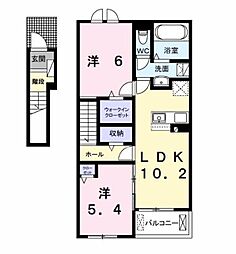メゾン・ド・ソレイユ 2LDKの間取図画像