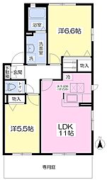 ディアス東茂原 2LDKの間取図画像