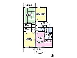 パティエール松戸 3DKの間取図画像