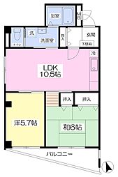 クイーンズヒル・グランデ 2LDKの間取図画像