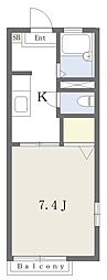 ディアス・B 1Kの間取図画像