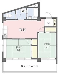 マンションエンドー 2DKの間取図画像