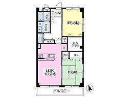 クイーンズヒル・グランデ 2LDKの間取図画像
