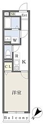 オアシスティ 2階1Kの間取り