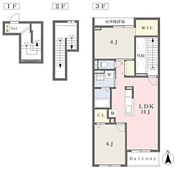 セレーノIII 3階2LDKの間取り