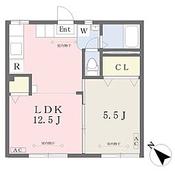 京成松戸線 初富駅 徒歩4分の賃貸アパート 1階1LDKの間取り