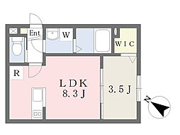 京成松戸線 初富駅 徒歩7分の賃貸アパート 2階1LDKの間取り