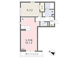 グランコートおおたか 1LDKの間取図画像