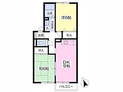 グリーンパーク野田2 2DKの間取図画像