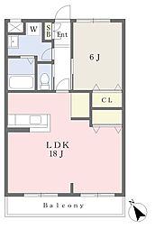 ディアパル 1LDKの間取図画像