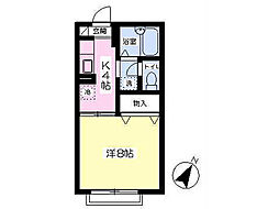 オーベルジュアぺゼ 2階1Kの間取り