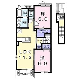 エクメーネセトル　Ｃ 2階2LDKの間取り