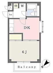 JR常磐線 柏駅 徒歩9分の賃貸マンション 3階1DKの間取り