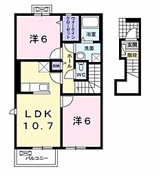 サンガーデン和泉　壱番館 2階2LDKの間取り