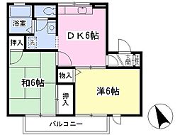 シティ・コモード 2DKの間取図画像