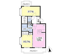 ソシアグランデ緑が丘E 2LDKの間取図画像