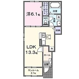 クレールC 1LDKの間取図画像