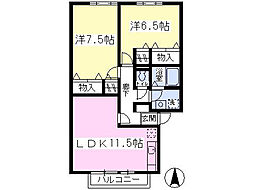 コートデュヴェール 2LDKの間取図画像