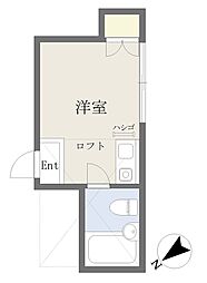 モンテクラタニ 2階ワンルームの間取り