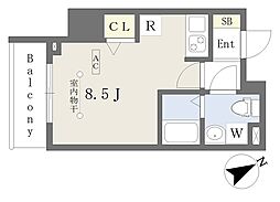 プライムコート本八幡 ワンルームの間取図画像