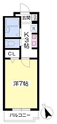 ヴィブレ及川 1Kの間取図画像