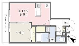 プルメリア 1LDKの間取図画像