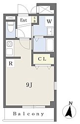 アルカンシエル ワンルームの間取図画像