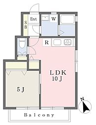 谷津フラット 1階1LDKの間取り