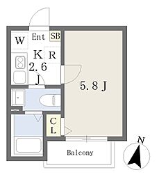 京成千葉線 検見川駅 徒歩7分の賃貸アパート 3階1Kの間取り