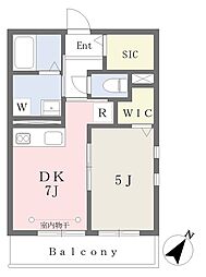 東京メトロ東西線 行徳駅 徒歩10分の賃貸アパート 2階1DKの間取り