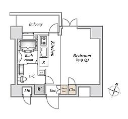 リエス千葉新宿 5階ワンルームの間取り
