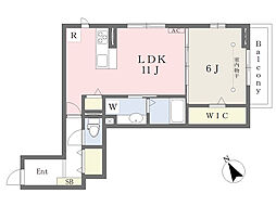 エルパラシオ藤崎 2階1LDKの間取り