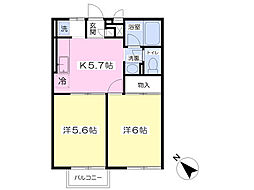 グレイスコートWA棟 2Kの間取図画像