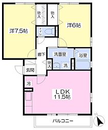 ラカーサカリエンテ 2LDKの間取図画像
