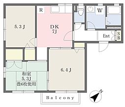 メゾン・メルベーユ2号館 3DKの間取図画像