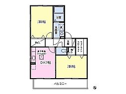 パークサイドIT 2DKの間取図画像