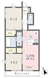 フロスティア 1階2LDKの間取り