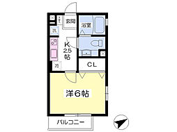 シャルマンA 1Kの間取図画像