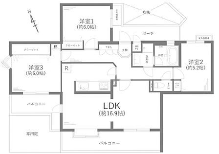 3LDK、専有面積:80.50m2