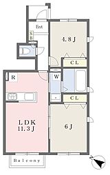 アクシス 1階2LDKの間取り