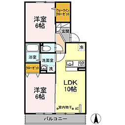 京急久里浜線 新大津駅 徒歩22分の賃貸アパート 2階2LDKの間取り