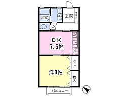 ヴェルドミールF 1DKの間取図画像