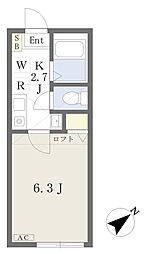GoldLagoon金沢町B棟 1Kの間取図画像
