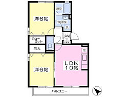 コゥジィーコート 2LDKの間取図画像